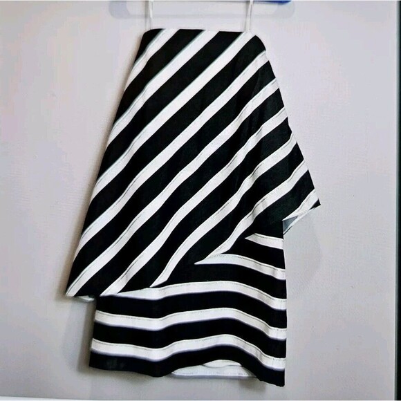 NWT Halston Heritage Strapless Dress 10 Metallic Stripe Asymmetrical MSRP $395 - Picture 7 of 11